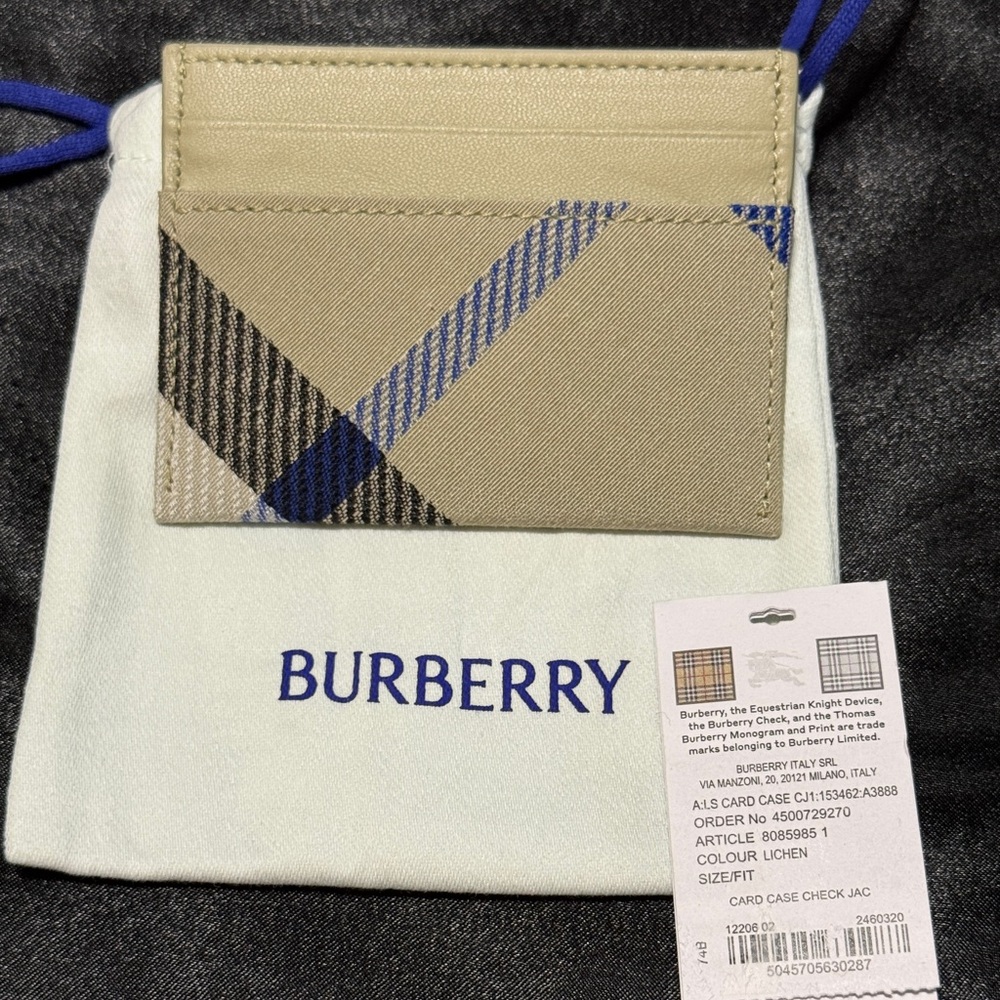 Burberry Check Canvas & Leather Card Case Women's Beige - Picture 2 of 2